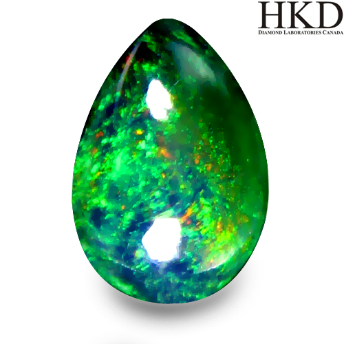 OP151 Certified Pear Cabochon 1.79ct 10x7.6mm Natural Multi Color Black Opal Ethiopia