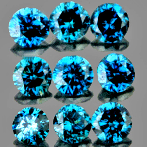 DD197 Lot 0.09ct Tcw 9pcs Round Diamond Cut 1.2mm Natural Blue Diamond