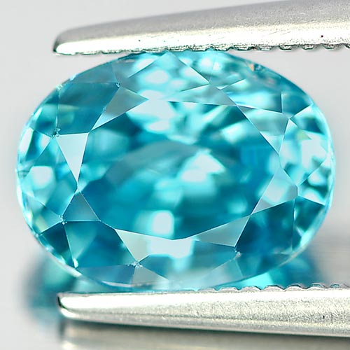 ZN198 Oval 3.04ct 8.7x6.7mm Natural Blue Zircon Cambodia